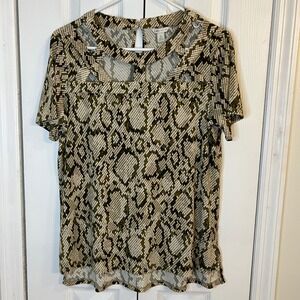 ✨Cato Snake Print Cutout Top Short Sleeve Fashion Blouse Womens Small Stretch‎